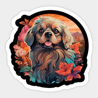 Pekingese  Dog Vintage Floral Sticker